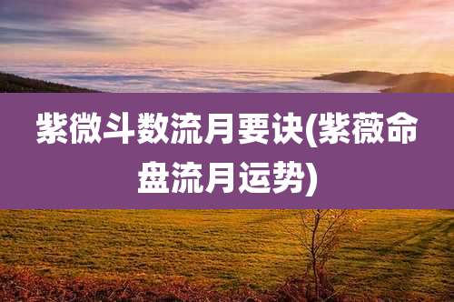紫微斗数流月要诀(紫薇命盘流月运势)