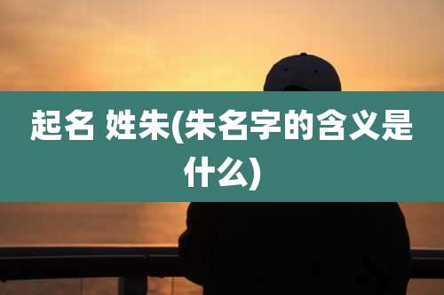 起名 姓朱(朱名字的含义是什么)