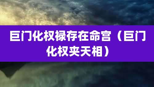 巨门化权禄存在命宫(巨门化权夹天相)