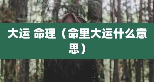 大运 命理(命里大运什么意思)