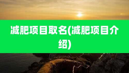 减肥项目取名(减肥项目介绍)