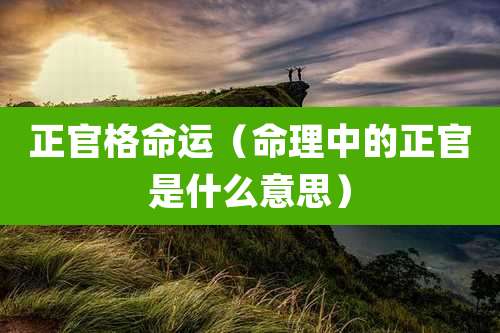 正官格命运(命理中的正官是什么意思)