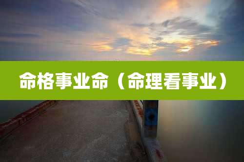 命格事业命(命理看事业)