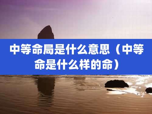 中等命局是什么意思(中等命是什么样的命)