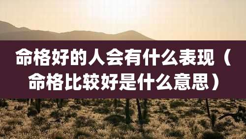 命格好的人会有什么表现(命格比较好是什么意思)