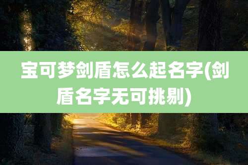 宝可梦剑盾怎么起名字(剑盾名字无可挑剔)