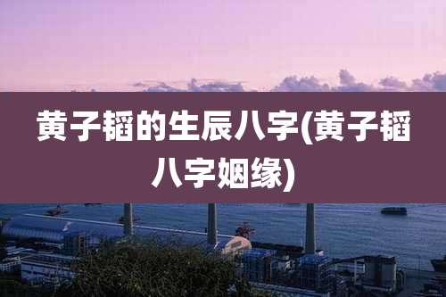 黄子韬的生辰八字(黄子韬八字姻缘)