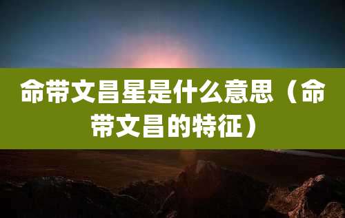命带文昌星是什么意思(命带文昌的特征)