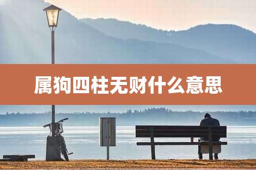属狗四柱无财什么意思