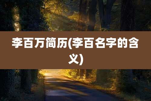 李百万简历(李百名字的含义)