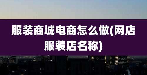 服装商城电商怎么做(网店服装店名称)