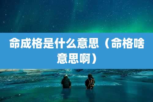 命成格是什么意思（命格啥意思啊）
