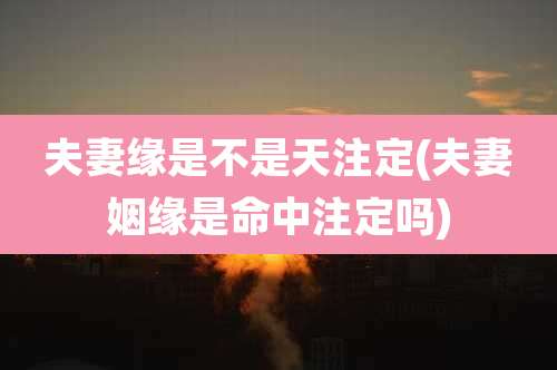 夫妻缘是不是天注定(夫妻姻缘是命中注定吗)