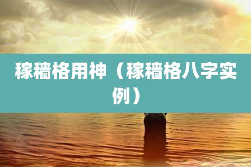 稼穑格用神(稼穑格八字实例)