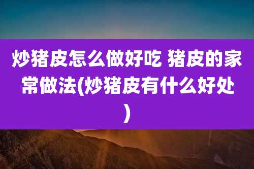 炒猪皮怎么做好吃 猪皮的家常做法(炒猪皮有什么好处)