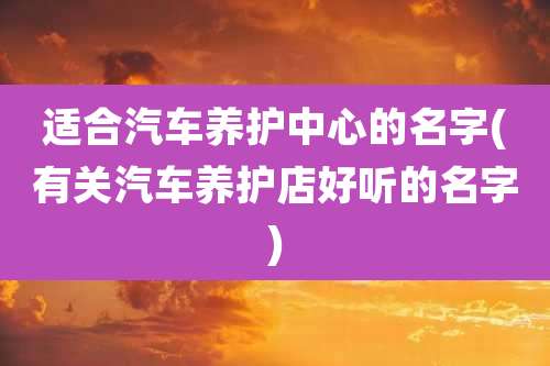 适合汽车养护中心的名字(有关汽车养护店好听的名字)