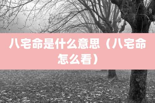 八宅命是什么意思(八宅命怎么看)