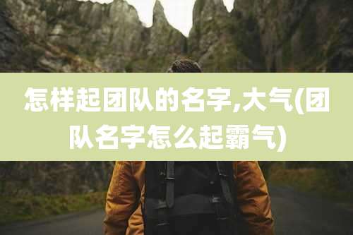 怎样起团队的名字,大气(团队名字怎么起霸气)