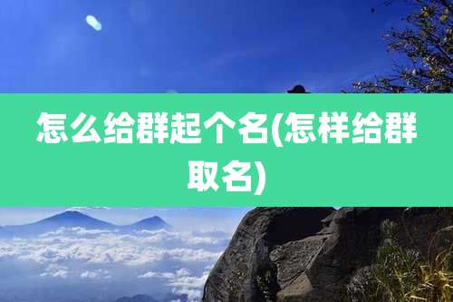 怎么给群起个名(怎样给群取名)