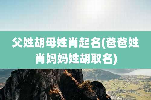 父姓胡母姓肖起名(爸爸姓肖妈妈姓胡取名)