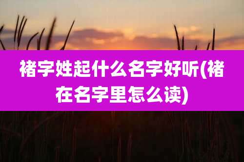 褚字姓起什么名字好听(褚在名字里怎么读)