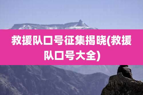 救援队口号征集揭晓(救援队口号大全)