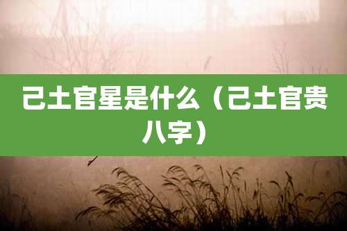 己土官星是什么（己土官贵八字）