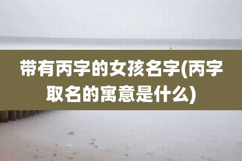 带有丙字的女孩名字(丙字取名的寓意是什么)