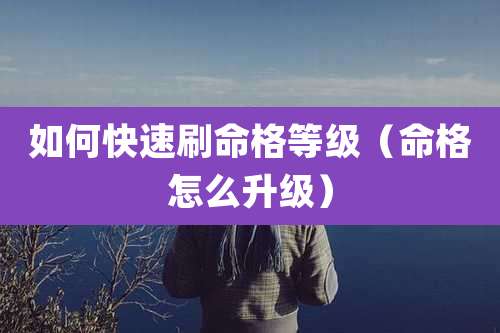 如何快速刷命格等级(命格怎么升级)