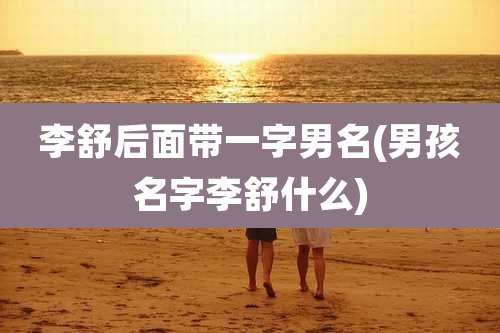 李舒后面带一字男名(男孩名字李舒什么)