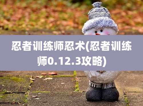 忍者训练师忍术(忍者训练师0.12.3攻略)