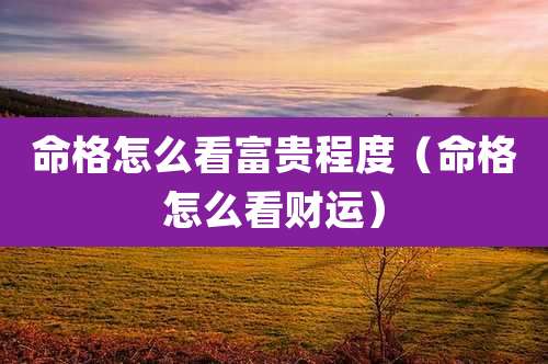 命格怎么看富贵程度（命格怎么看财运）