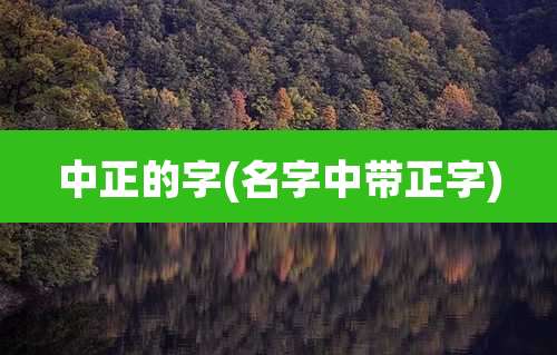 中正的字(名字中带正字)