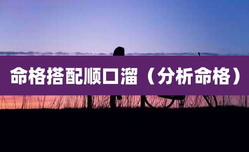 命格搭配顺口溜(分析命格)