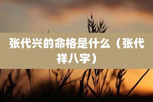 张代兴的命格是什么(张代祥八字)