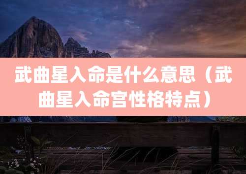 武曲星入命是什么意思（武曲星入命宫性格特点）