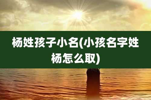 杨姓孩子小名(小孩名字姓杨怎么取)