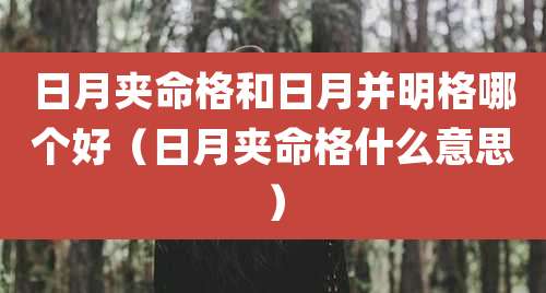 日月夹命格和日月并明格哪个好（日月夹命格什么意思）