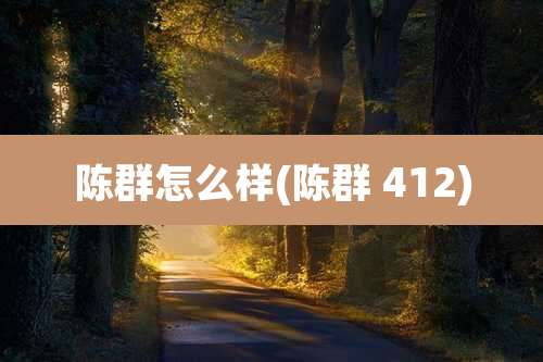 陈群怎么样(陈群 412)