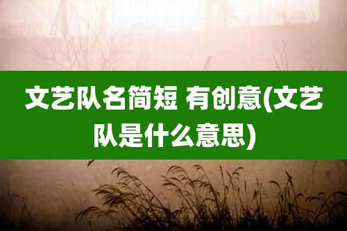 文艺队名简短 有创意(文艺队是什么意思)
