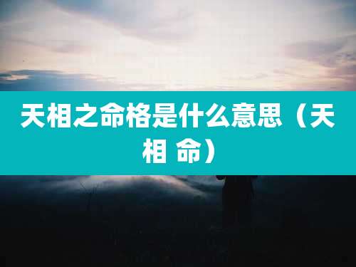 天相之命格是什么意思（天相 命）