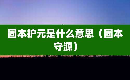 固本护元是什么意思（固本守源）