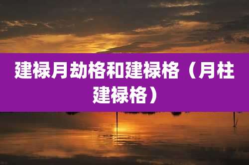 建禄月劫格和建禄格(月柱建禄格)