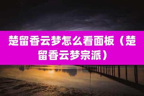 楚留香云梦怎么看面板(楚留香云梦宗派)