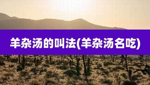 羊杂汤的叫法(羊杂汤名吃)