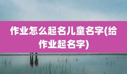 作业怎么起名儿童名字(给作业起名字)