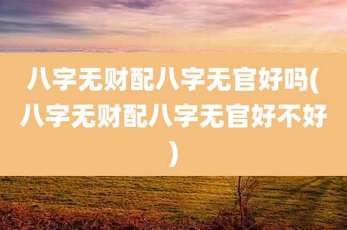 八字无财配八字无官好吗(八字无财配八字无官好不好)