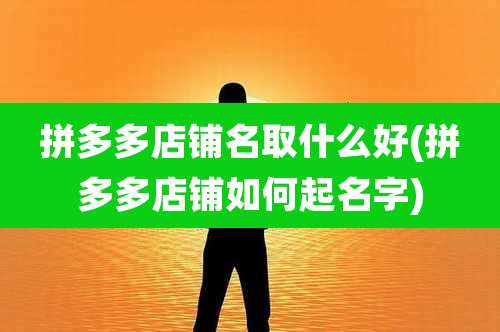 拼多多店铺名取什么好(拼多多店铺如何起名字)