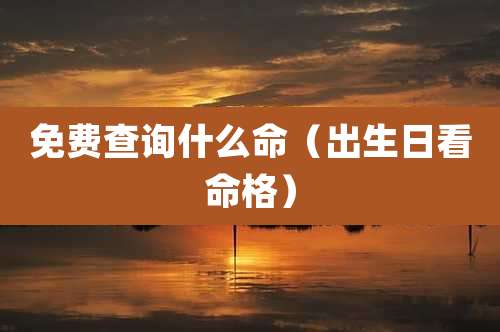 免费查询什么命(出生日看命格)