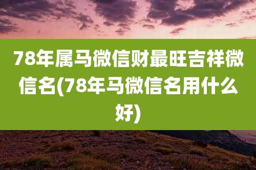 78年属马微信财最旺吉祥微信名(78年马微信名用什么好)